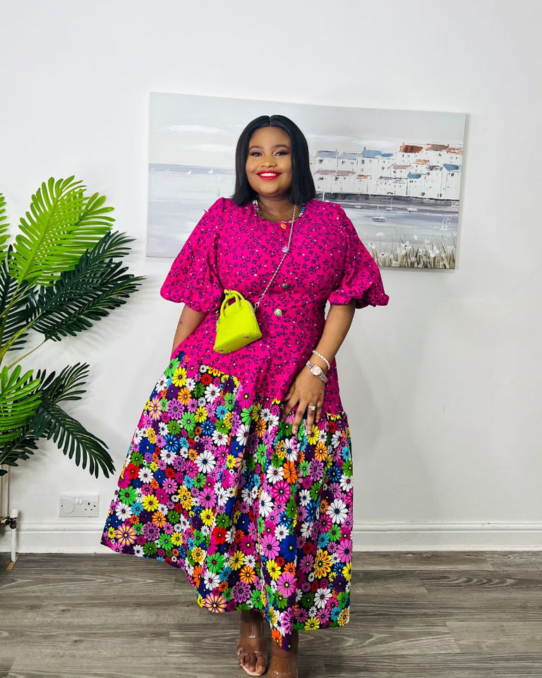 Gorgeous Freya Ankara Mix Match dress Nahla Brand Gorgeous Freya Ankara Mix Match dress Nahla Brand