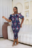 Chidinma Women's African Print Smocked Midi Dress