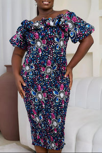 Chidinma Women's African Print Smocked Midi Dress