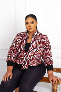 EBELE African Print Bomber Jacket - Brown