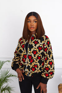 EBELE African Print Bomber Jacket -Red