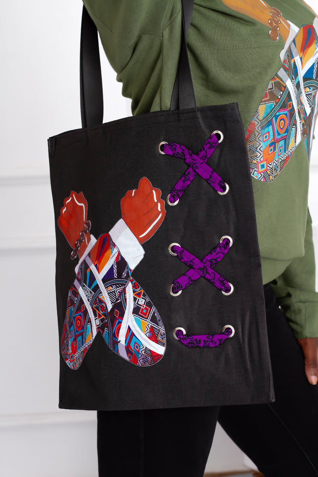 Wakanda African Inspired Illustration Totebag - With Crisscross