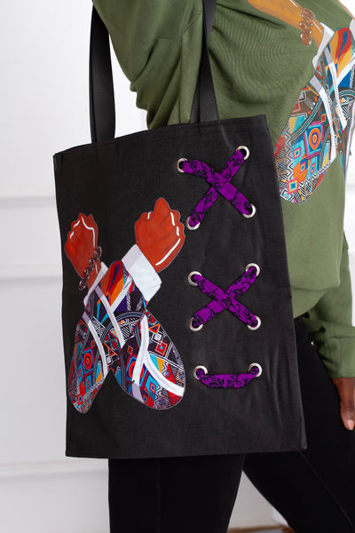 Wakanda African Inspired Illustration Totebag - With Crisscross