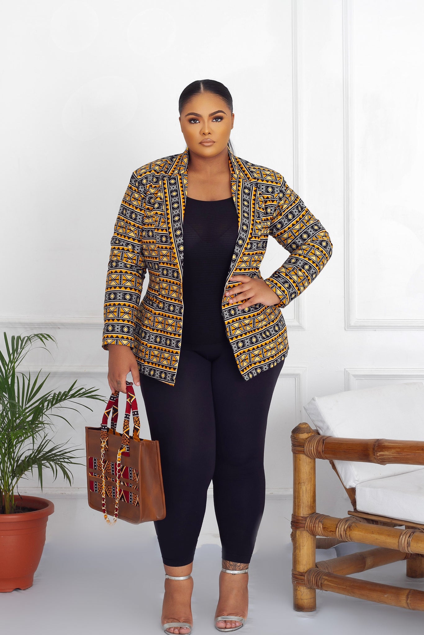 OSEI African Print Blazer Dress - Mustard – Nahla Brand