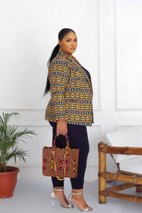 ARINOLA African Print Blazer - Custard