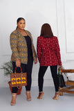 ARINOLA African Print Blazer - Chocolate