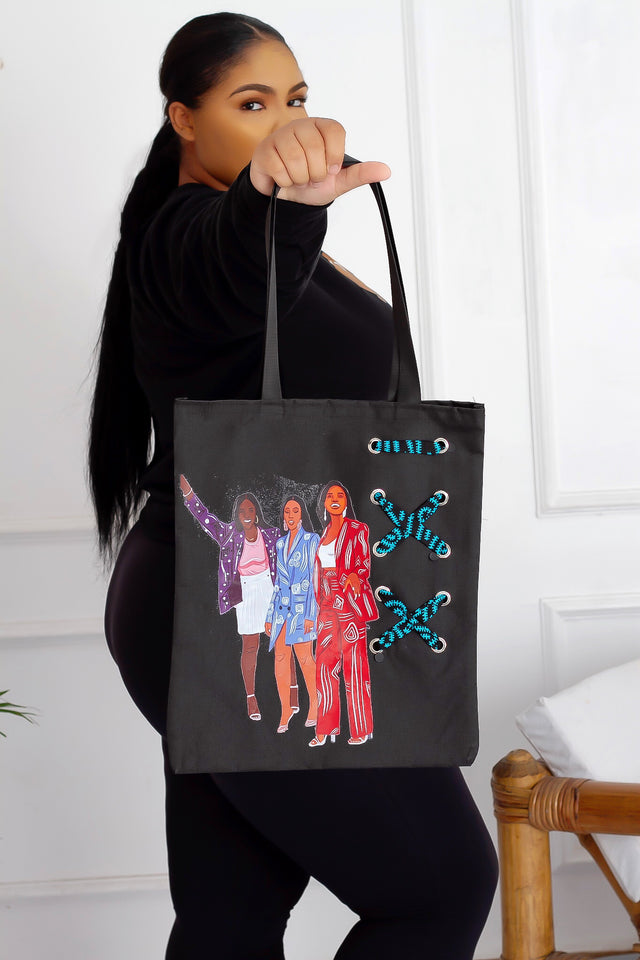 BLACK QUEENS African Inspired Illustration Totebag - With Crisscross