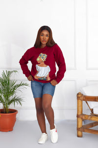 Amope African Inspired Illustration sweatshirt - Burgundy