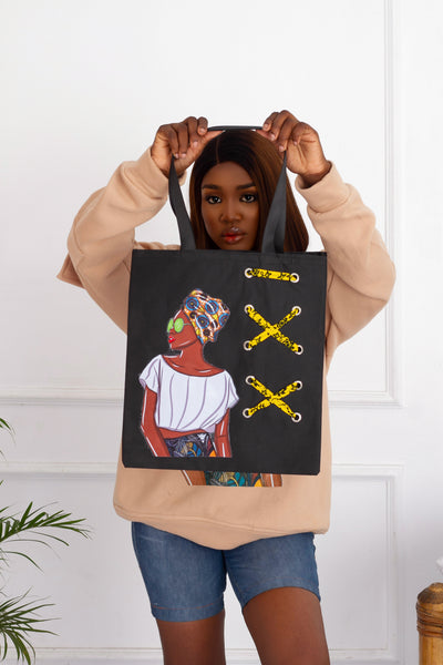 Amope African Inspired Illustration Totebag - With Crisscross