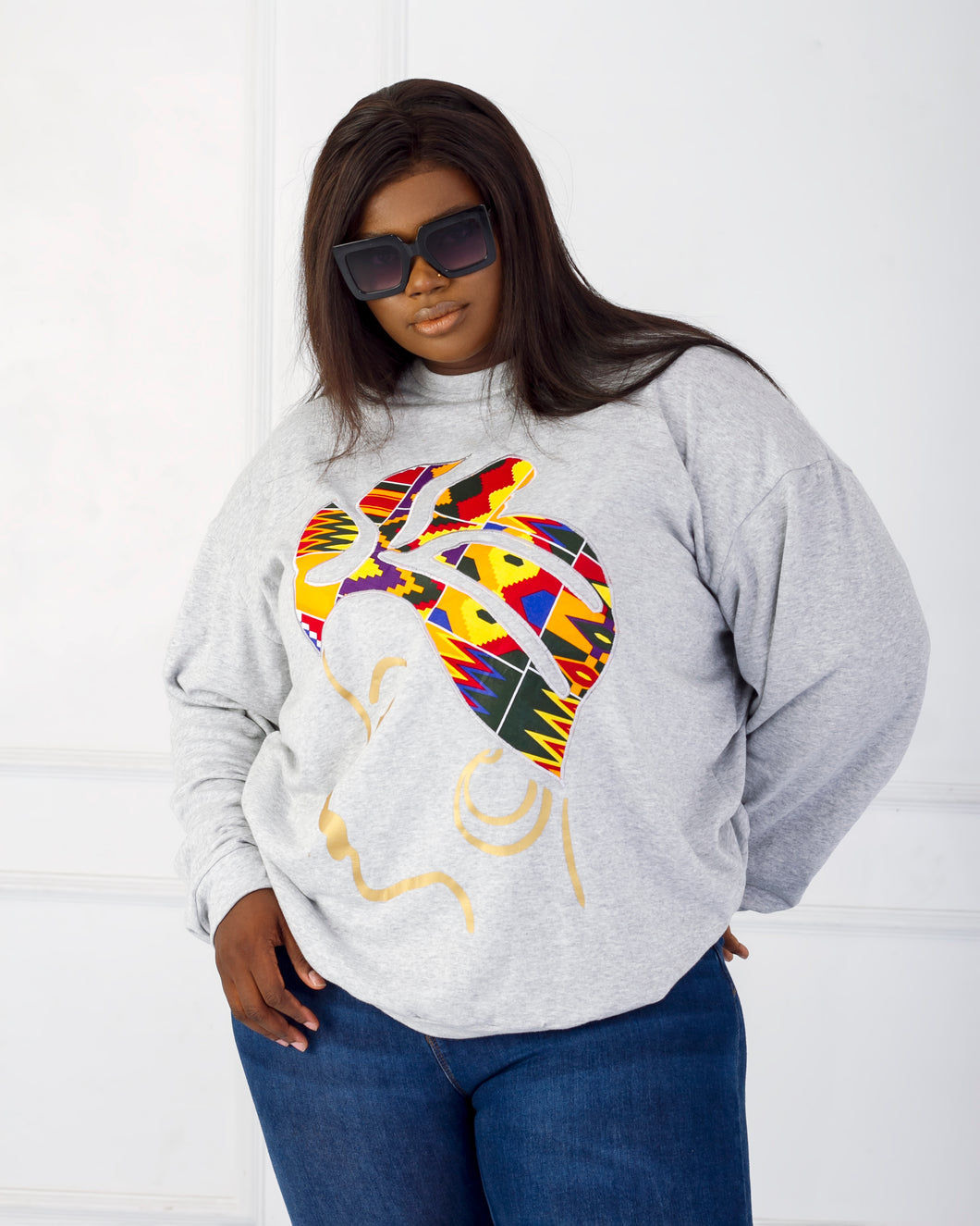 Adetoun  African Print Silhouette Sweatshirt