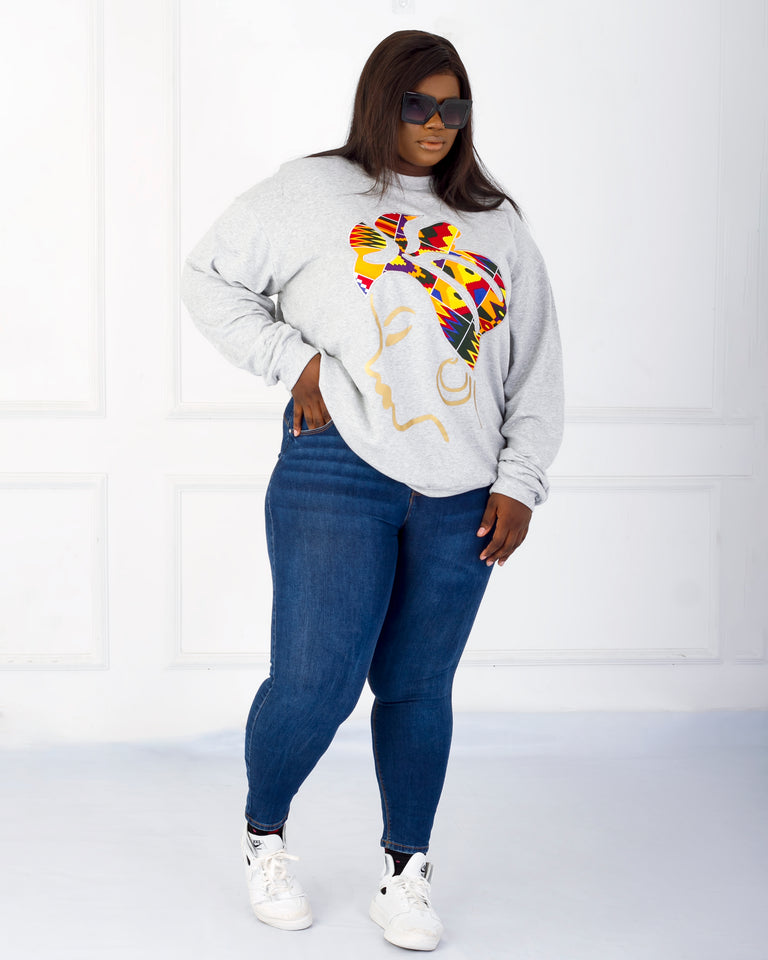 Adetoun  African Print Silhouette Sweatshirt